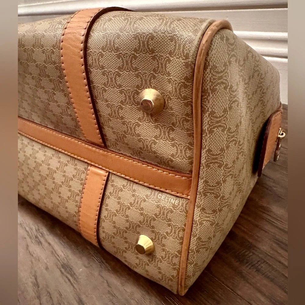 Celine Macadam Boston Bag Beige / Light Brown Coated Canvas - Picture 13 of 16